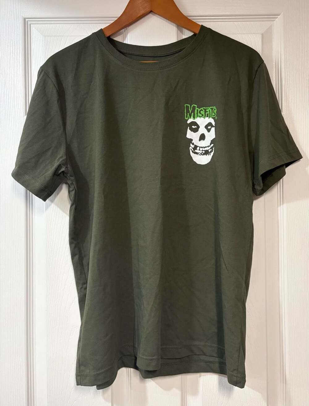 Misfits T-Shirt Size L Green Fiend Skull Logo Punk Rock Band Tee